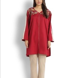 NWT Sana Safinaz Red Kurta With Floral Design - XS